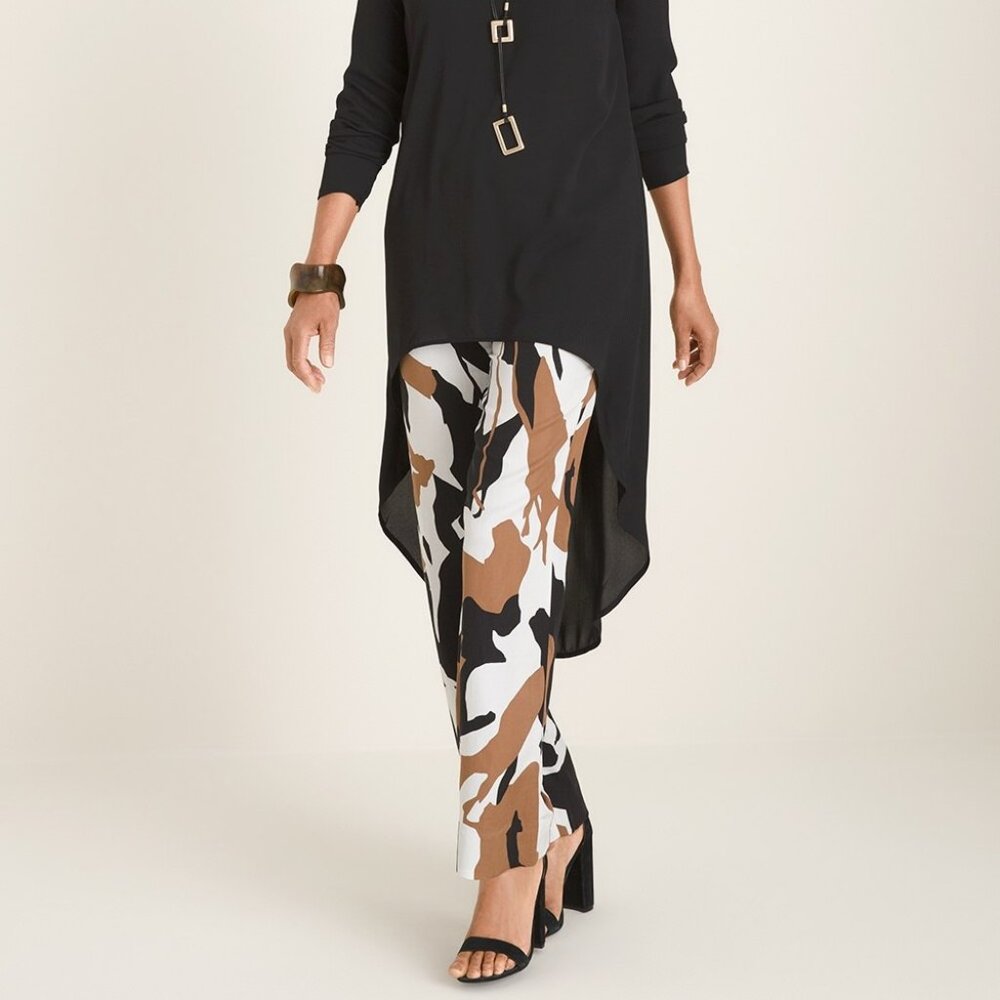 Chico's Abstract-Print Straight-Leg Pants Size 6R (Chico's Sz 0.5)